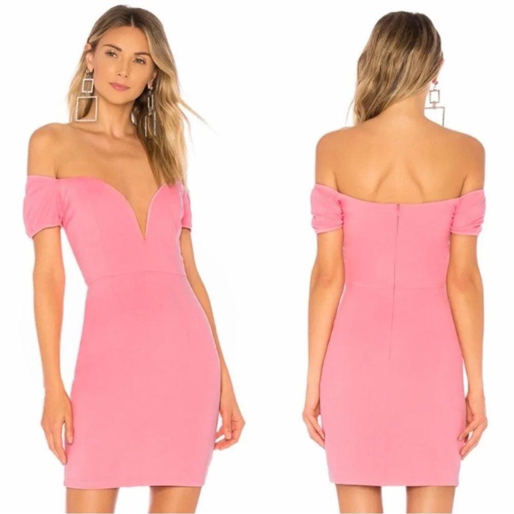 by the way. Pink Puff Sleeve Bodycon Dress Deep Plunge